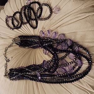 Sassy Jones original Purple Malia necklace and matching bracelets